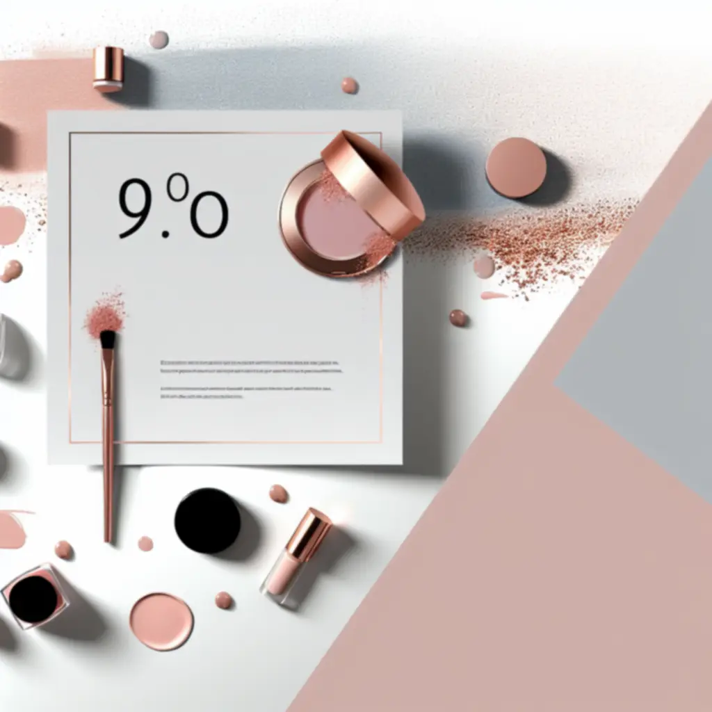 Delikatny różowy baner promocyjny z kosmetykami na pudrowym tle.