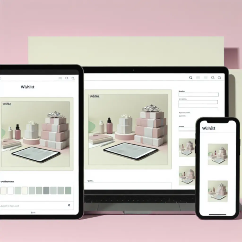 Responsywny widok listy życzeń BeautyCarePL na telefonie i laptopie